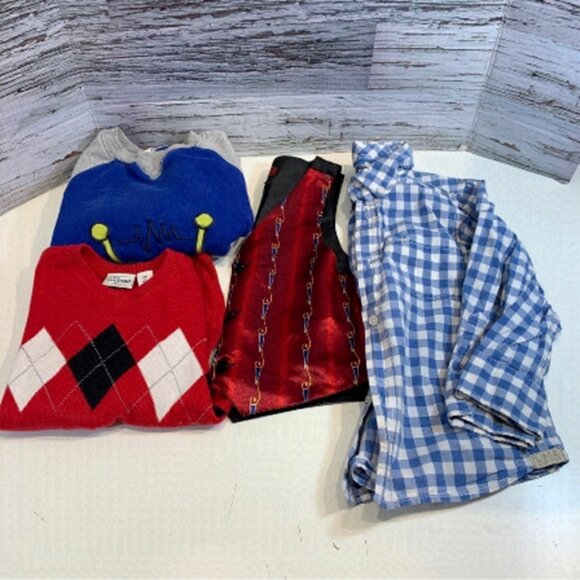 BOYS Lot of 4 Bundle Size 4 Sweaters Vest and Button up Shirt - Picture 1 of 3